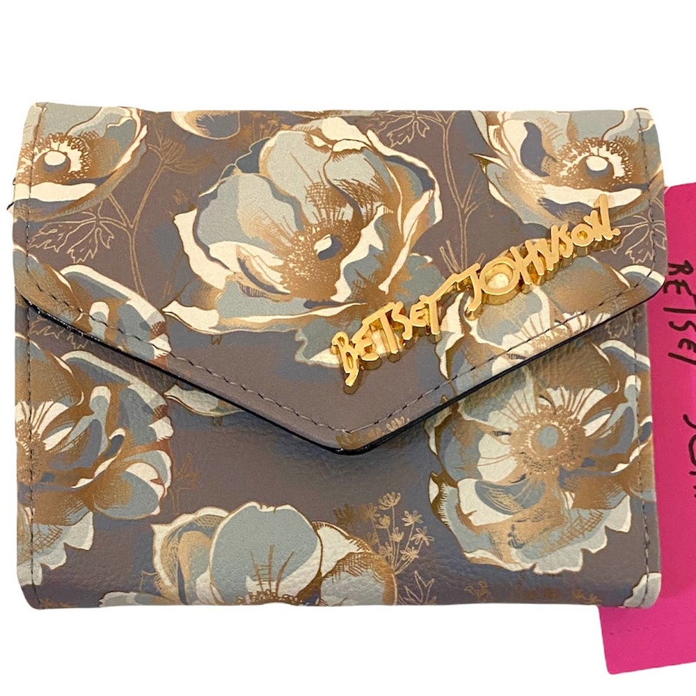 Betsey Johnson Gray Floral Flap Wallet